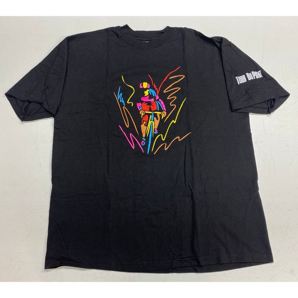 VTG 90s Hanes Beefy-T Tour DuPont USA single stitch cycling race t-shirt XL